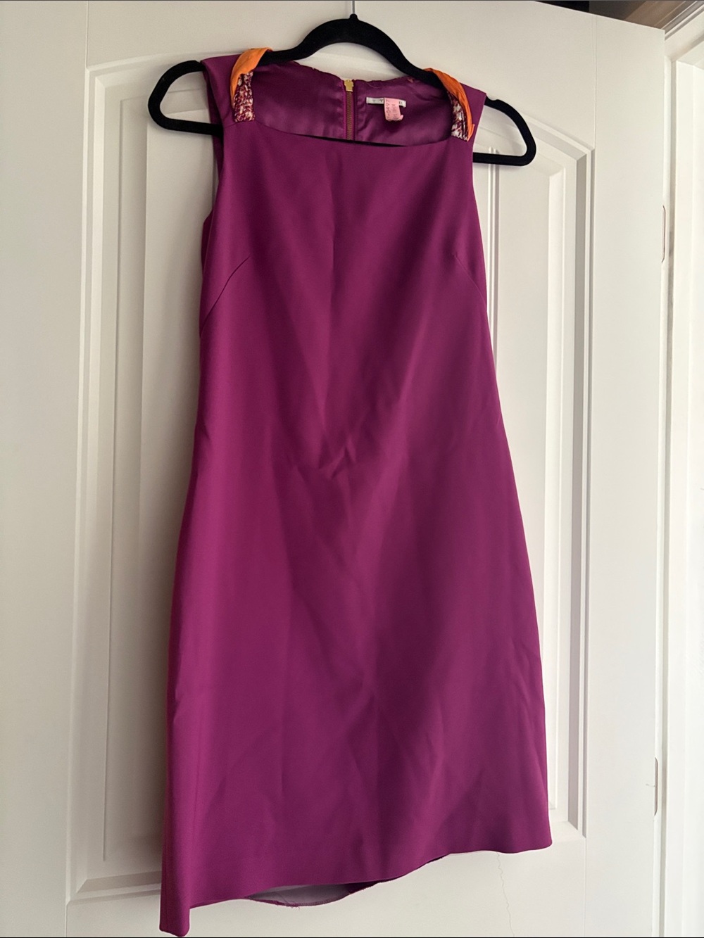 Tahari Purple Midi Dress with Orange Accent